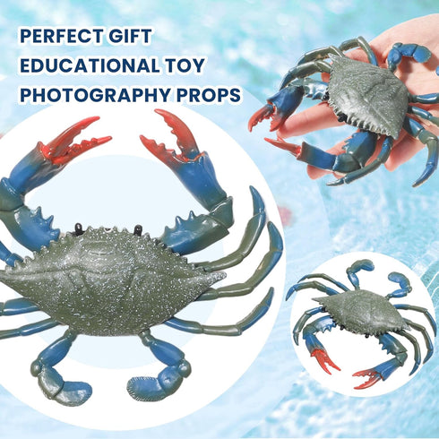6 Inch RAYNAG Fake Plastic Blue Crab, Simulated Sea Animal Crab Figurine for Aquarium, Home Party Decor