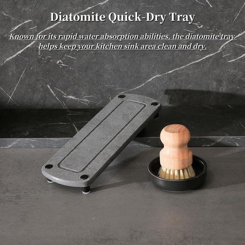 Set MOMEEMO Amber Glass Soap Dispenser Comes with Stainless Steel Pumps, Instant Dry Tray, and Dish Scrub Brush