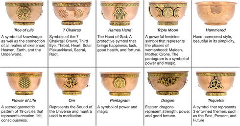 7 Chakras Copper Offering Bowl - Altar Use, Ritual Offerings, Home Decor, Meditation Accessories, Incense Holder