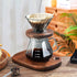 Mongdio 20 oz Pour Over Coffee Maker, High-Heat Borosilicate Glass, 100pcs V60 Filters, Walnut Handle, Gray