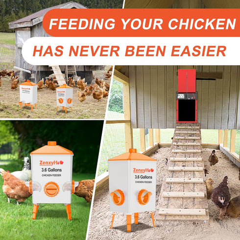 8 ZenxyHoC DIY Chicken Feeders No Waste, Ports Poultry Feeder with Hole Saw for Buckets Troughs Orange