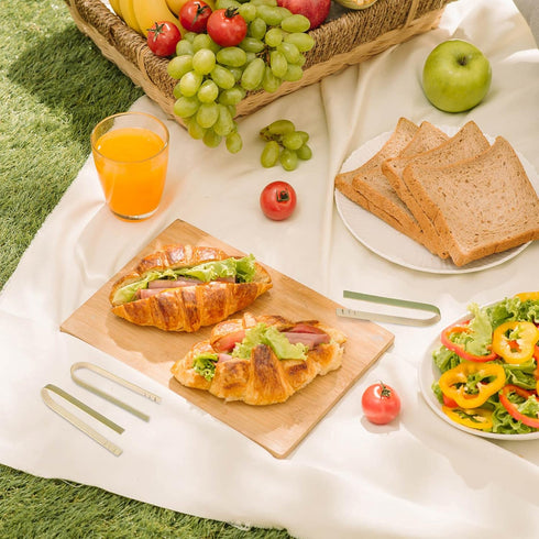 40 Pieces Mini Bamboo Disposable Tongs, 4 Inch Wooden Cooking Braces for Charcuterie Cooking Toast Bread