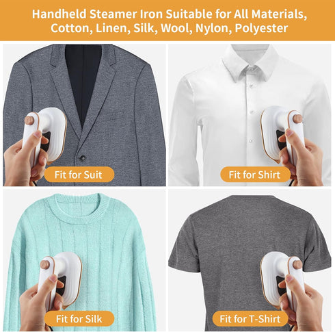 Portable Mini Iron - Handheld Steamer for Clothes, 180° Rotatable Professional Garment Steamer for Home, Travel,