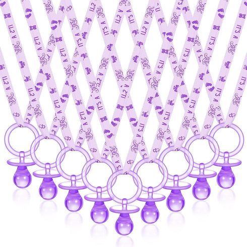 Tigeen 36 Pcs Shower Party Pacifiers Necklace Acrylic Pacifiers Favors Plastic Charm