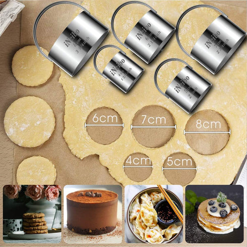 iNeibo Biscuit Cutter Set, Round Shape Cookie Cutters for Pastry Dough Baking, DIY Cake Décor