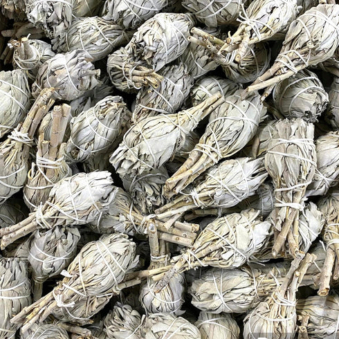 12 California White Sage Smudge Sticks - 3 to 4 Inch Hand Tied for Home Cleansing and Stress Relief