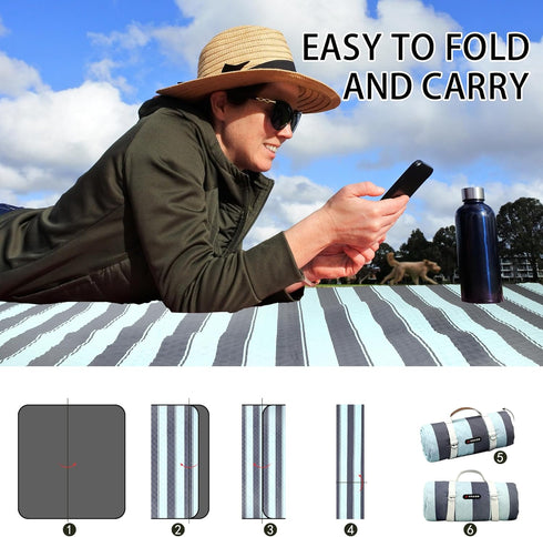 HX&OD 80x60 Extra Large Picnic Outdoor Blanket, Waterproof Picnic Mat Foldable Camping Blanket Portable with Carry