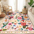 5x7 RELEANY Floral Area Rug Machine Washable Soft Print Boho Carpet Non Slip Doormat Low Pile Flower Area Rugs