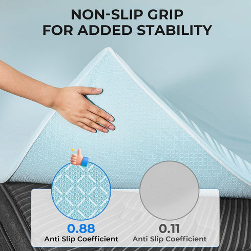 2 Inch OhGeni Memory Foam Mattress Topper Pad, Soft Bed Cover with Anti-Slip Base, Size Twin, Style with Cover