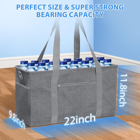 42L 22"x9.8"x11.8" GARPROVM Extra Large Grocery Tote Bag, Reusable Grocery Bags, Foldable Shopping Bag Beach Bag