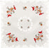 Embroidered Christmas Red Cardinals and Pine Cones Table Topper, Small Tablecloth (33 Inch Square)