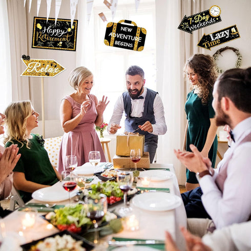 20 Pieces Retirement Party Decorations, Happy Retirement Banner Sign, Outdoor Retired Yard Directional Sign Supplies,