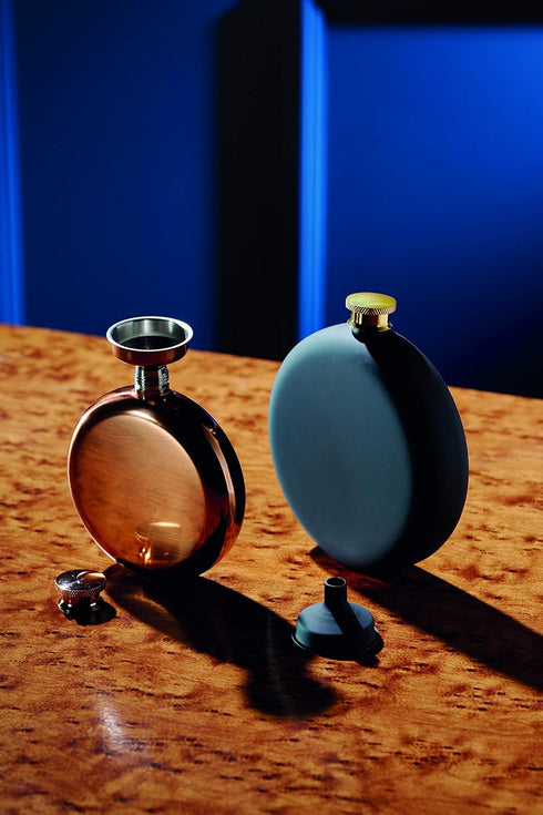 Luxury Stainless Steel Mini Hip Flask - 140 ml (5 fl oz) with Decanting Funnel, Copper Effect