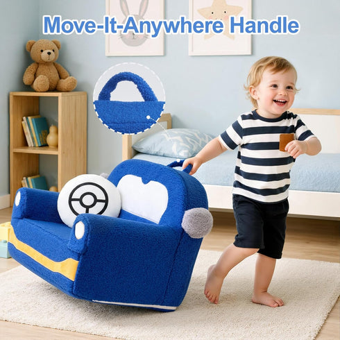 OUOZZZ 13 Toddler Chair Years Old, Kids Chair Comfy Car Sofa with Cushion Handle & Book Pocket, Soft Sherpa Foam Seat