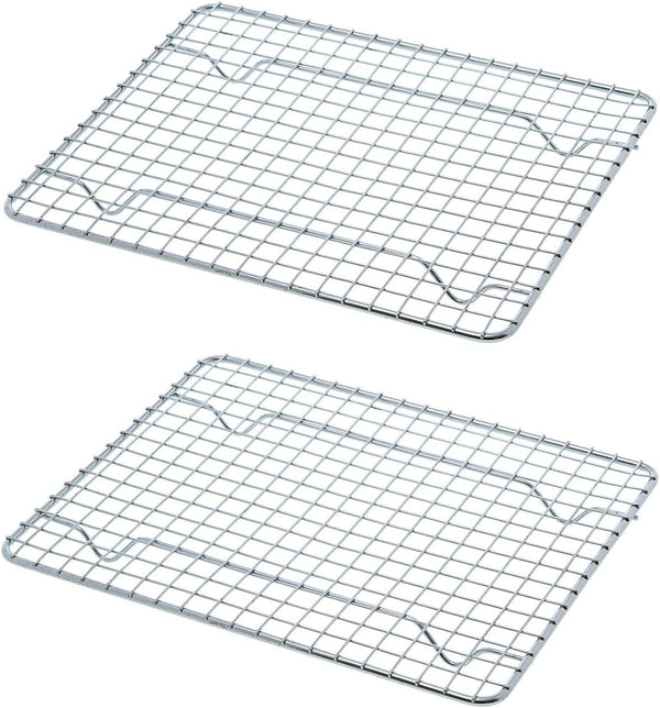 Update International Heavy-Duty 1/4 Size Cooling Rack, Commercial Grade, Oven-Safe, Chrome, Set of 2