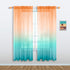 Orange and Green Curtains, 63 Inch Length for Bedroom Decor, 1 Panel Pocket Window Sheer Drape, 52x63 Long