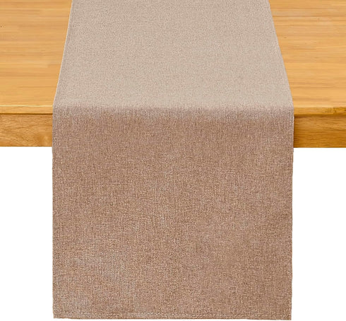 Winotic Brown Table Runner 13 x 72 Inches Long, Cotton Linen Farmhouse Style
