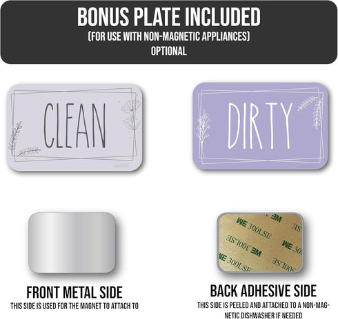 Dishwasher Magnet Clean Dirty Sign, Clean/Dirty Magnetic Signs for Stainless Steel Dishwasher, Lavender