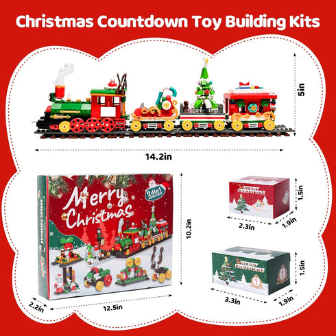 Uhqajd 2026 Set, 24 Countdown 777 Advent Calendar Christmas Train Building Blocks Boxes Christmas with Dual-Sided