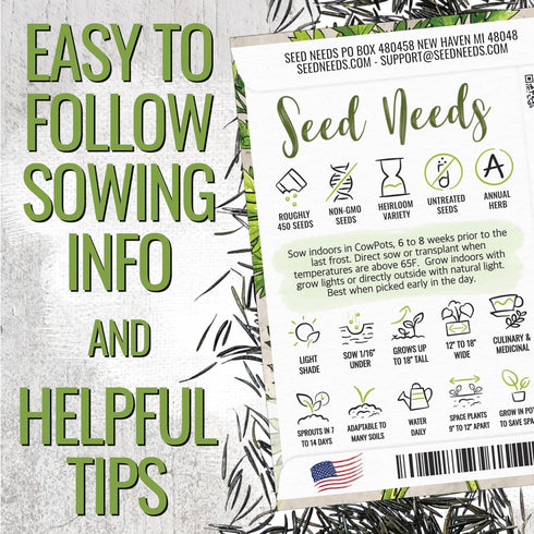 (1 Pack) Seed Needs Chervil Seeds for Planting - Non-GMO, Heirloom & Untreated Annual Herbs - Grow an Indoor/Outdoor