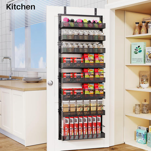 8 17" 6" 69" SNTD Tiers Over the Door Organizer - Height Adjustable Pantry Organizers and Storage with Dense Mesh
