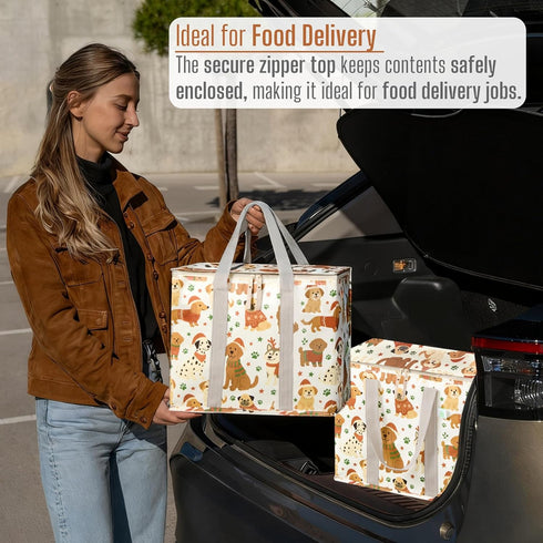 2 Pack 2 Pack) VENO Cooler Bag, Insulated Grocery Bags for Food Delivery, Collapsible Cooler, Reusable Shopping Bags