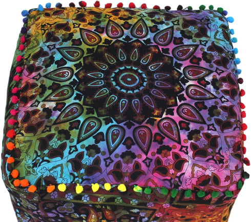 22X22X14 inches, CRAFT KALA Square Mandala Floor Pillow Cushion Cover Seating Throw Cover Hippie Decorative Bohemian