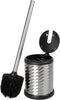 Bath Bliss Stainless Steel Swirl Toilet Brush Holder with Self Closing Lid