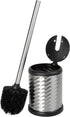 Bath Bliss Stainless Steel Swirl Toilet Brush Holder with Self Closing Lid