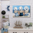 Coastal Wall Art - Nautical Beach Decor Canvas Prints for Bedroom and Living Room, Blue Beach Swimsuit Painting