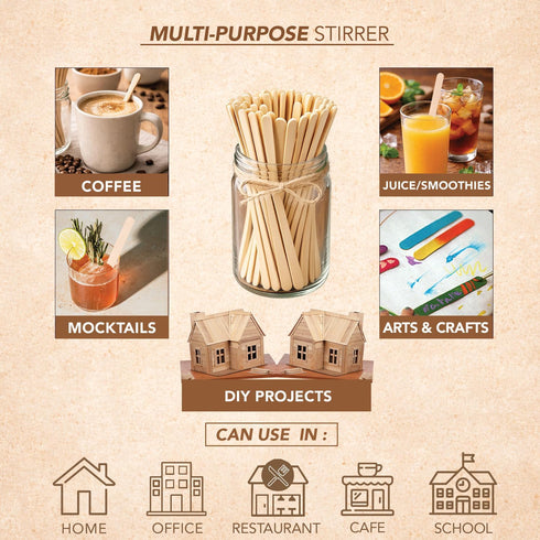 5.5 1000pcs Apremont Birchwood Coffee Stirrers Eco-Friendly Wooden Stir Sticks for Hot & Cold Drinks Compostable