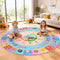 ABC Round Kids Rug for Playroom, 5ft Alphabet Small Classroom Rug, Educational