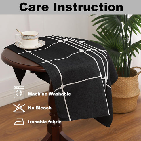 Gernaice 2 Packs 24x24 Inch Plaid Small Square End Table Cloth, Farmhouse Embroidered Fabric Checkered Tablecloth, Dust