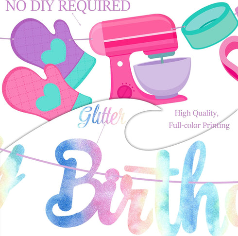 Baking Birthday Party Banner, Little Bakers Birthday Decoration for Girls, Macaron Party Supplies