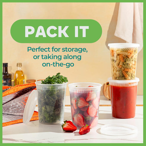 JoyServe 32 Oz Deli Food Containers with Lids, 36 Sets Quart Size Airtight Food Storage Containers, BPA-Free