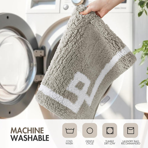 Madison Park Evan 100% Cotton Bathroom Rug, Non-Slip Backing, Luxurious Tufted Plush Bath Mat, 24x72, Grey