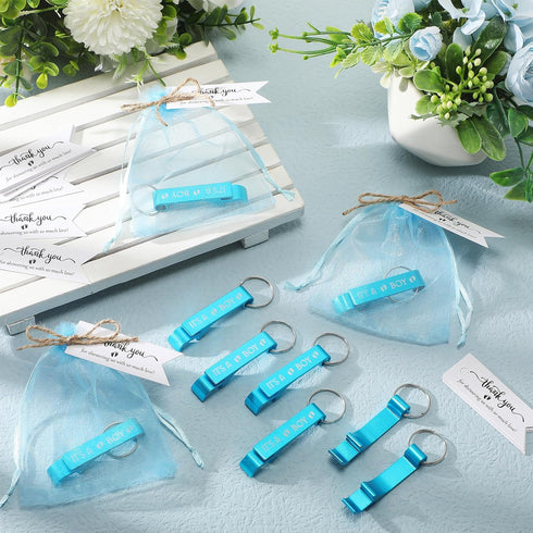 50 Sets Maxcheck Baby Shower Bottle Opener Favors Includes It's a Boy Keychain Blue Bottle Opener Keychains with Thank