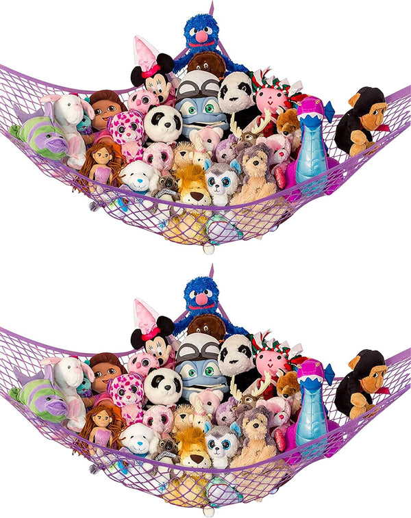 Lilly's Love Stuffed Animal Net Hammock, Large 2 Pack for Plushie Toys, Corner Hanging Storage with Included Anchors