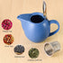 Yundu 32 ounce Blue Porcelain Tea Pot, Stainless Steel Lid and Fine Infuser for Loose Leaf Tea