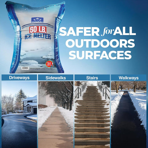 Maple99 -50 lb -15 Ice Melt Safer for Concrete Bag, Snow Salt Ice Melt, Salt for Snow and Ice Removal, Sidewalk Salt