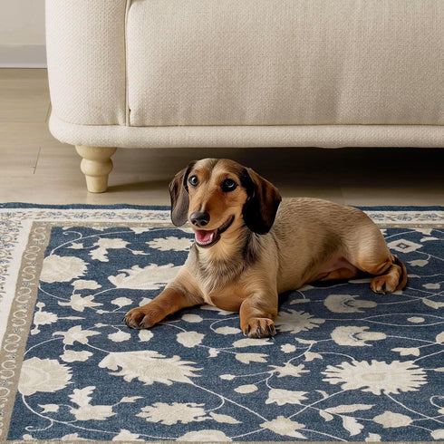 EVERGRACE 2x3 Area Rugs for Entryway, Boho Floral Faux Wool Indoor Outdoor Small Washable Rugs for Home Decor