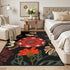 3x5 Tyrot Vintage Boho Floral Washable Area Rug Linen-Look Ultra-Thin Low-Pile Botanical Rugs Non-Slip Indoor Rug