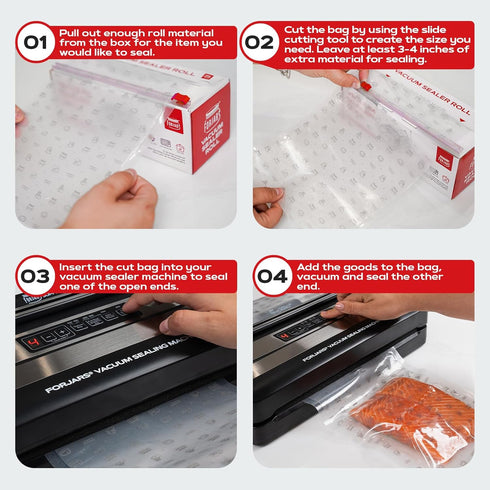FORJAR Vacuum Sealer Bags Rolls, Airtight Food Storage and Sous Vide Cooking - Ideal for Home and Commercial Use