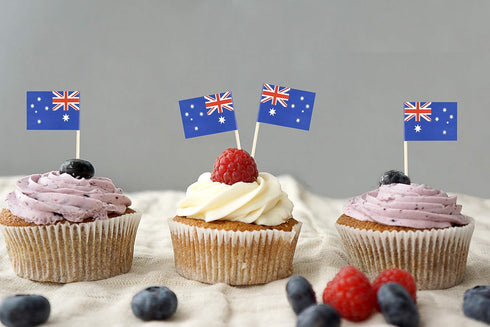 JBCD Australia Toothpick Flag, Australian Mini Small Cupcake Topper Flags, 100pcs