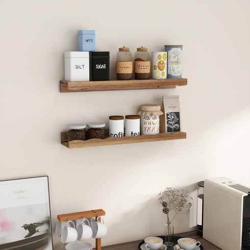 24 inch Set 2- Fun Memories Picture Ledge Shelf for Wall, Pine Wood Nursery Book Shelves of Wall Book Shelves for Kids