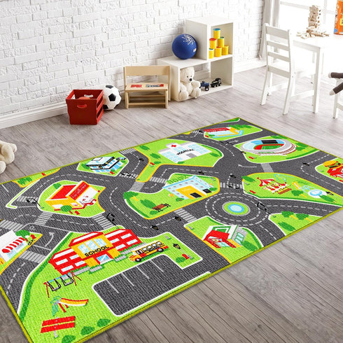 Booooom Jackson Car Rugs for Kids Toy Cars 31X59 Inch,Colorful Fun City