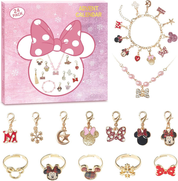Christmas Advent Calendar 2024 for Girls, 24 Days Countdown with DIY Charm Bracelet & Necklace Holiday Gift