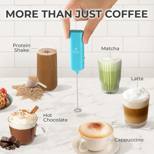 Zulay Kitchen Powerful Mini Milk Frother, Handheld Electric Mixer, Portable Frother Wand for Coffee, Small Drink