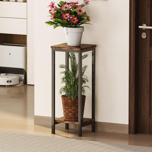 2 Homeiju Plant Stand Indoor, Tier Wood Corner Plant Stand, Modern Square Plant Shelf Flower Stand for Living Room