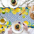13x90 Inch Capri Blue Lemon Table Runner Italy Tile Burlap Artificial Yellow Lemon Fruit Table Runners Farmhouse Coffee